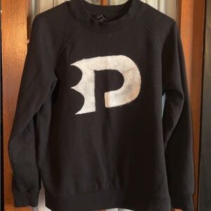 Factorie Black Crewneck Sweater with White 'P' Chest Logo